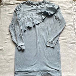 Baby blue ruffle sweater mini dress